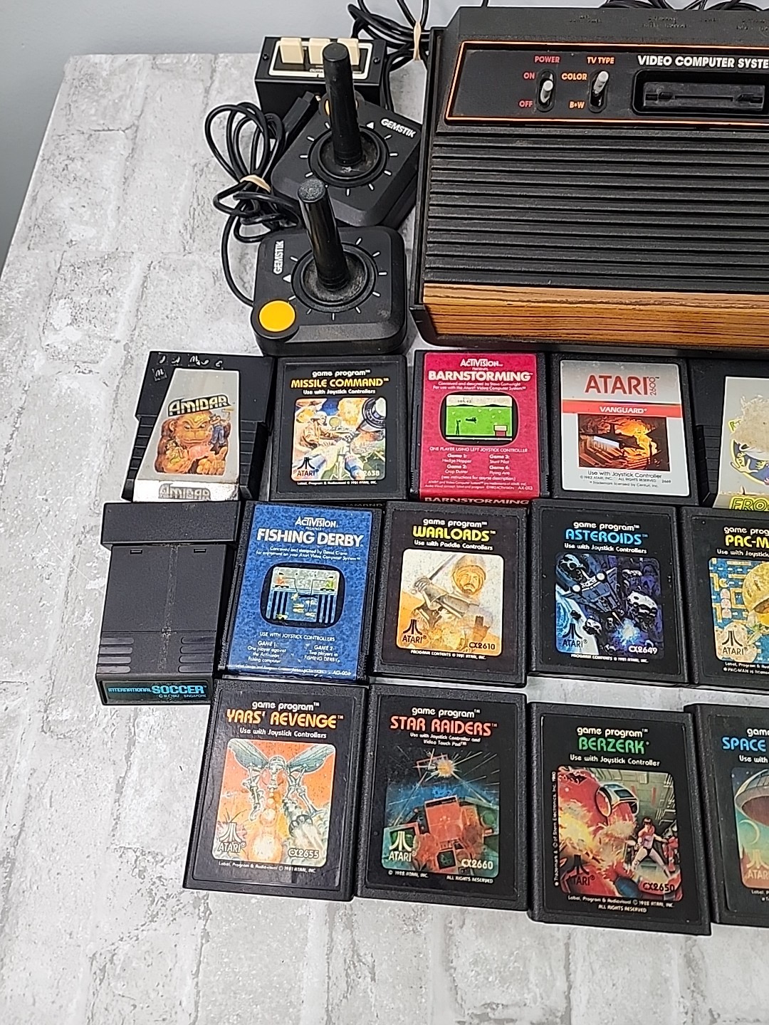 Atari CX-2600A Wood Grain Console 23 Games Power Cord Controllers *Parts/Repair*