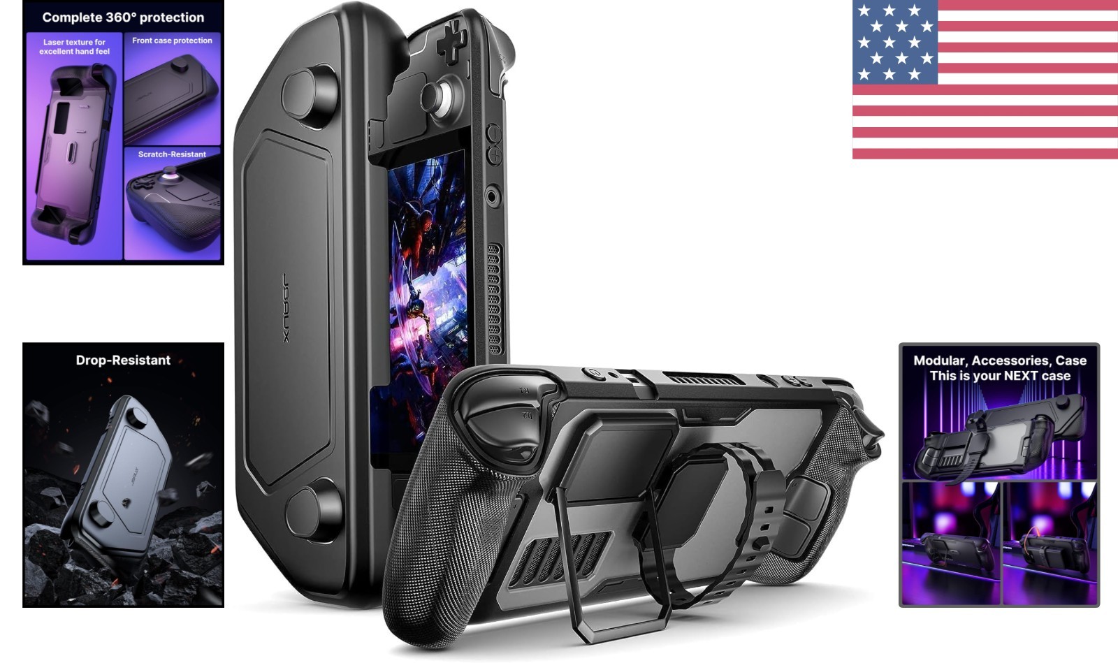 PC0104 ModCase: Steam Deck Case with Detachable Front Shield & Kickstand