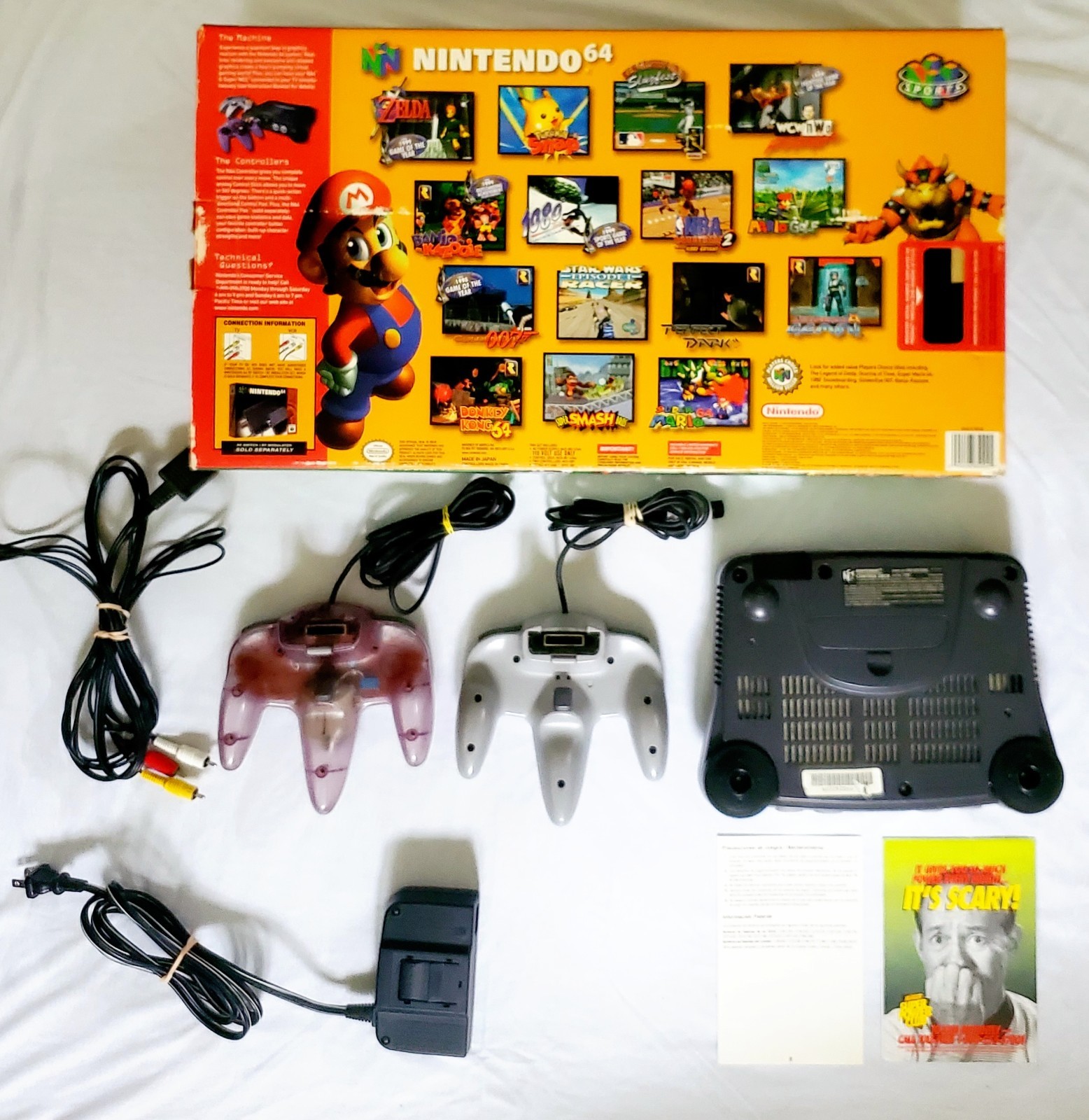 NINTENDO 64 N64 ATOMIC PURPLE CONTROLLER Complete CIB Expansion Pak NICE BOX!