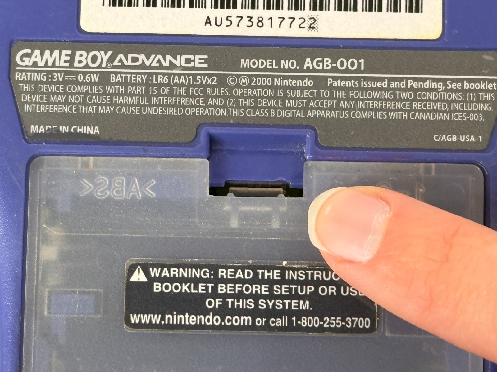 Nintendo Game Boy Advance GBA AGB-001 – Indigo Purple – See Video