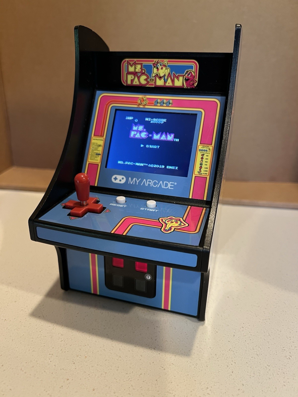 My Arcade Ms.Pac-Man Micro Player – Blue/Pink – BRIGHT SCREEN – Easy Controls