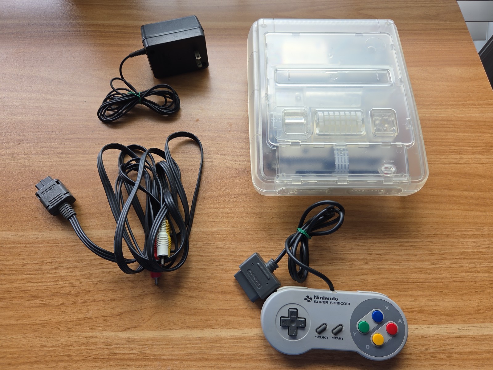 Super Nintendo Famicom SNES Console Bundle Controller + Transparent SFC Shell
