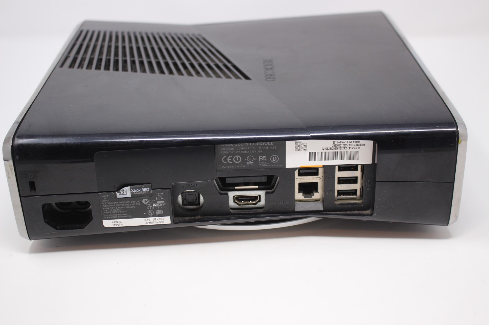 Microsoft Xbox 360 S Slim Console Model 1439 Gloss Black Games 250GB Tested