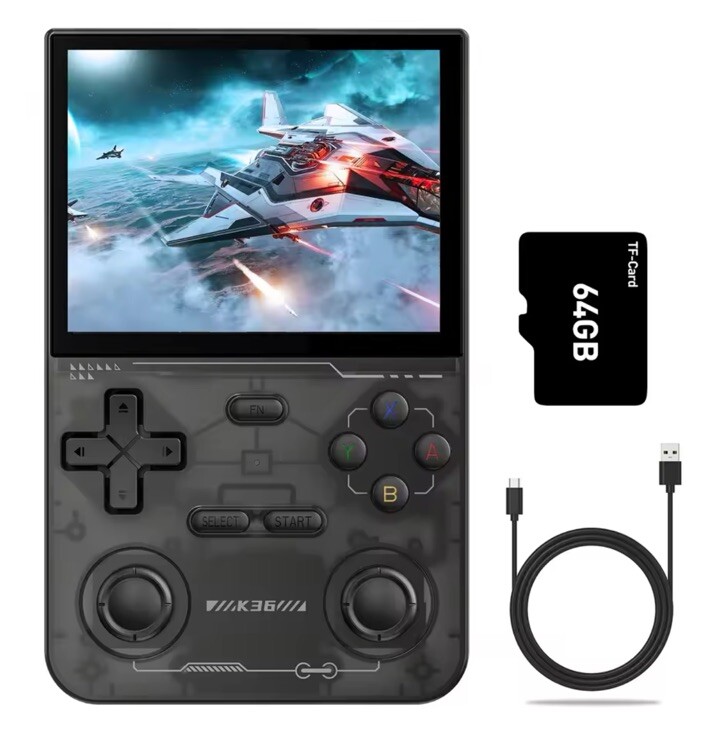 (Black)Handheld Video Game Console 500nit 3.5 Inch IPS HD Screen 16000 Games
