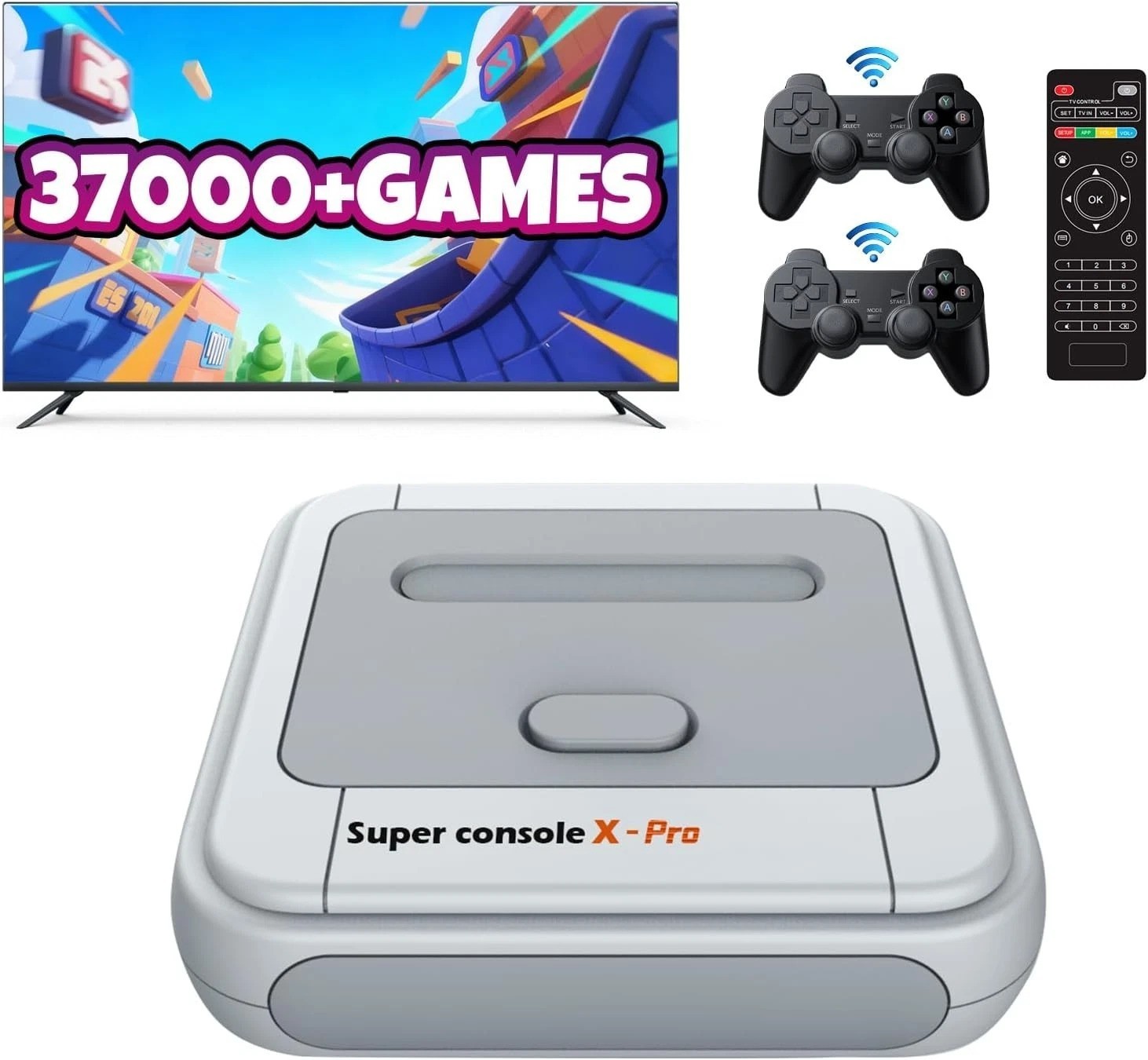 Compact Super Console X Pro: 4K Video & 5 Player Multiplayer Adventure Awaits!