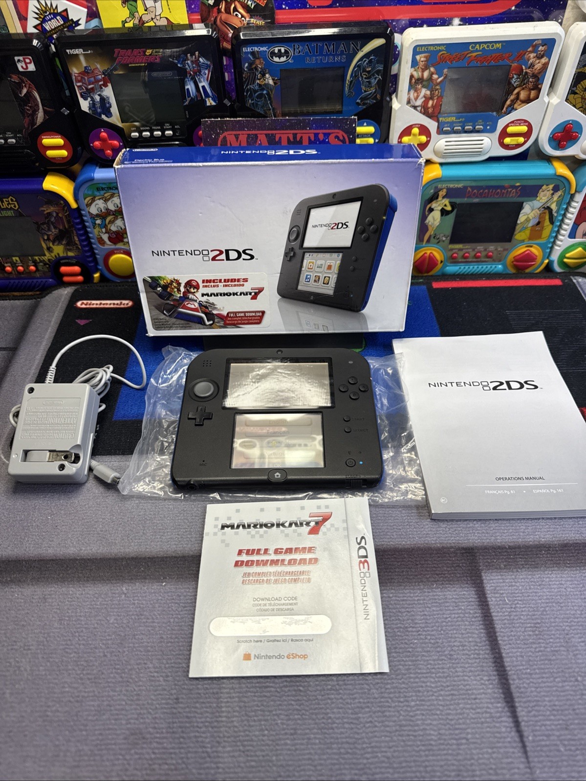 Electric Blue 2DS: Complete With Mario Kart Code Not Used, Matching Serials