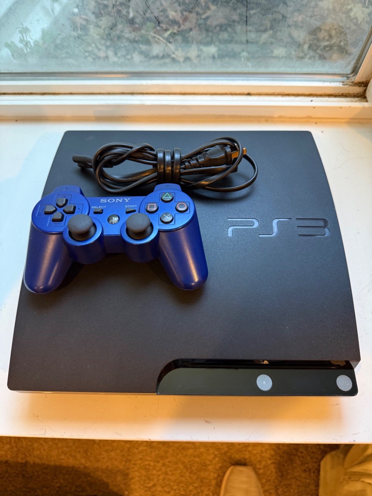 Sony PlayStation 3 Slim Console w Blue DualShock 3 Controller – Tested & Working