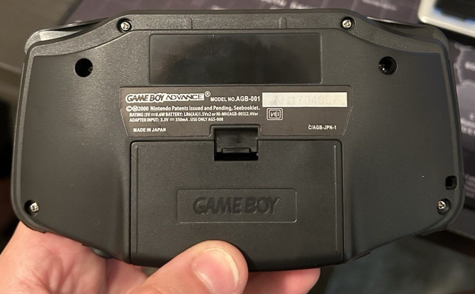 Black Gameboy Advance system w/ carrying case – IPS mod, button mod