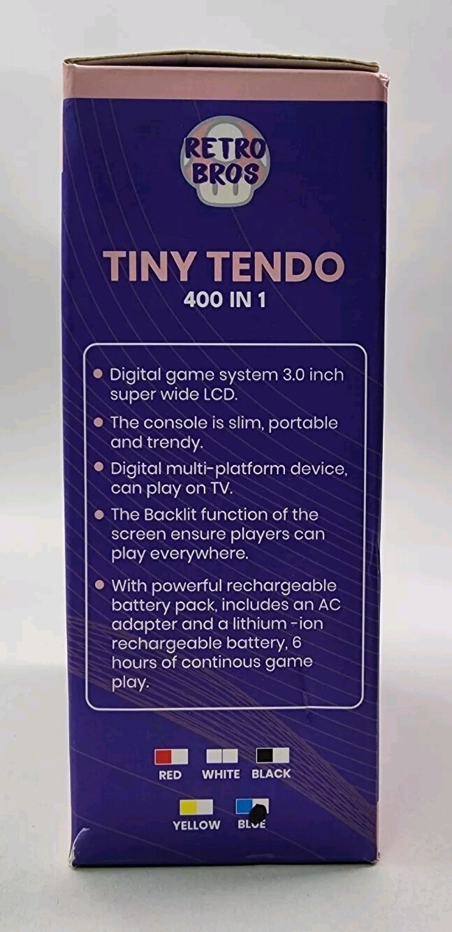 Retro Bros Tiny Tendo 400 In 1 Support External GamePad Double Against, Blue