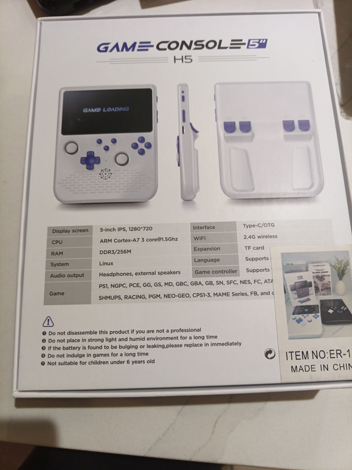 H5 5.0″ HD IPS Screen Open Source Linux System Retro Handheld Video Game Console
