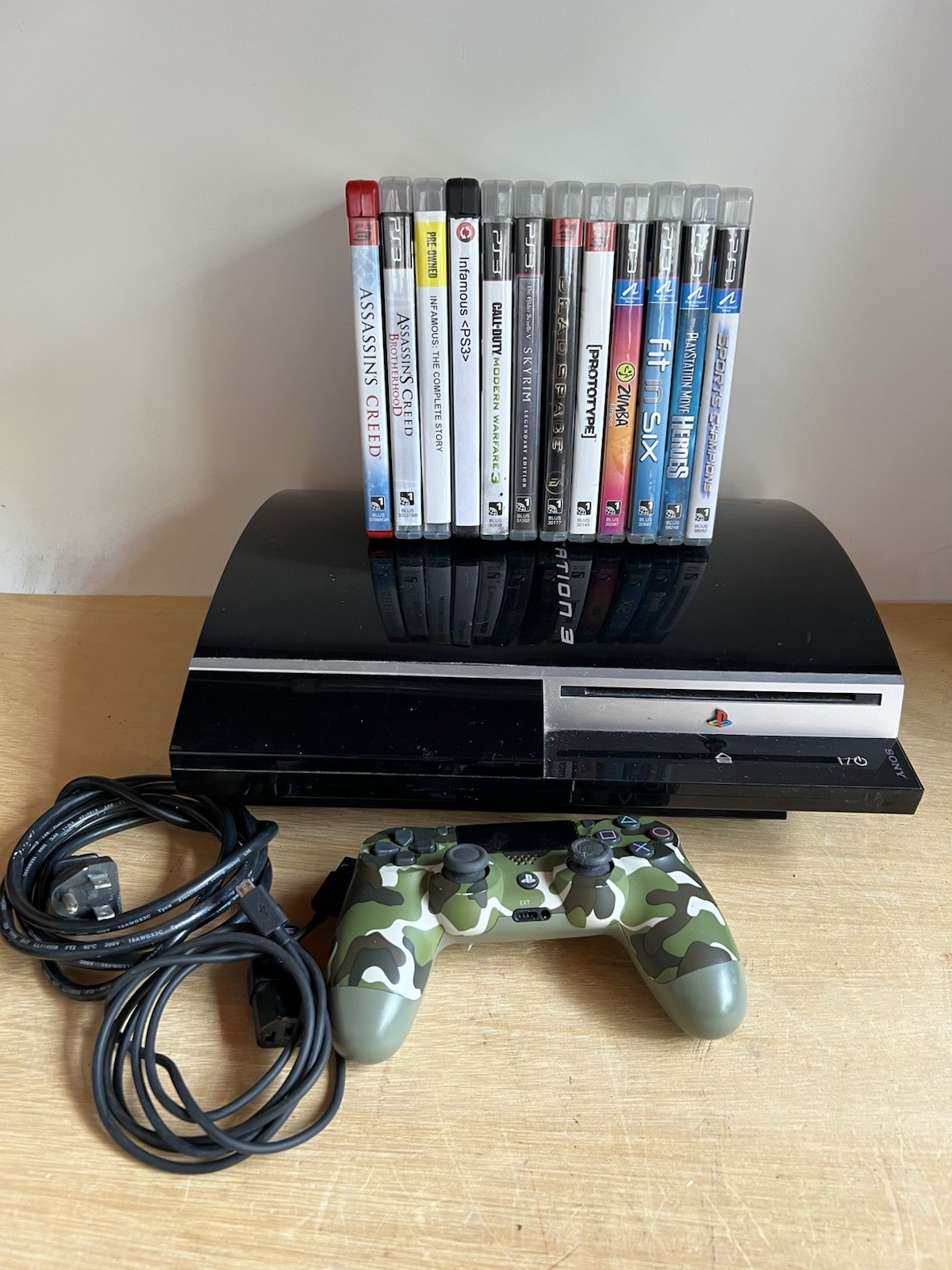 Sony PlayStation 3 PS3 Fat CECHK01 80GB FW 4.65 Tested 12 Games Controller