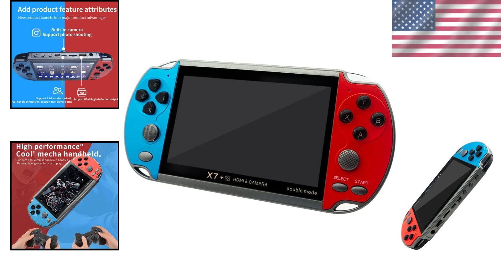 Portable X7 Plus Handheld Game Console with 10,000 Classic Games & Dual Play