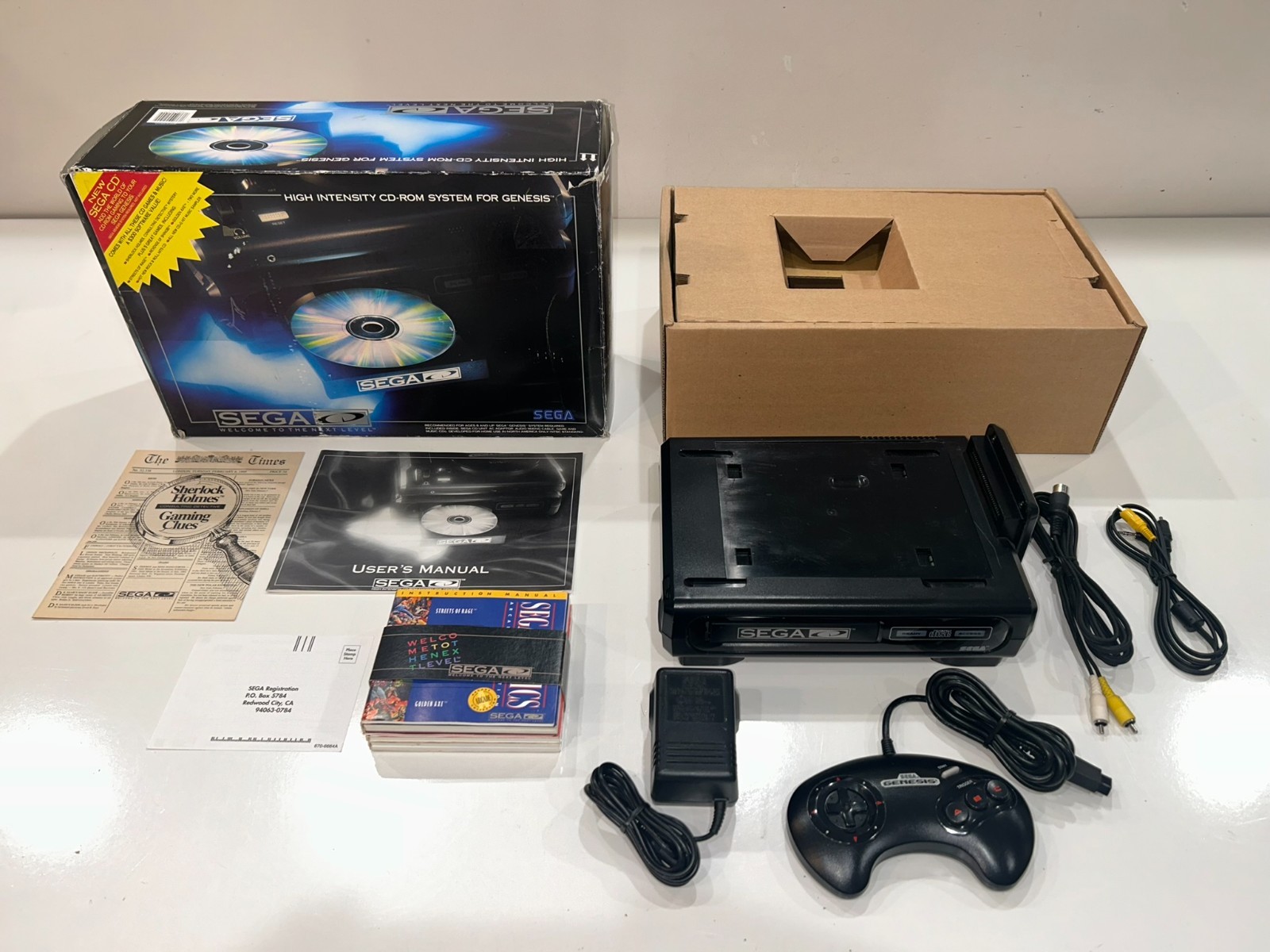 Sega CD Model 1 CIB Genesis System Console Add On Complete in Box Tested Clean!