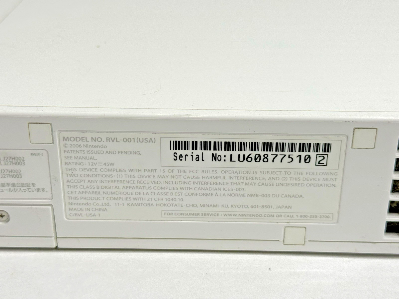 Nintendo Wii Console Console Only White For PARTS/REPAIR Powers On RVL-001 (PR6)