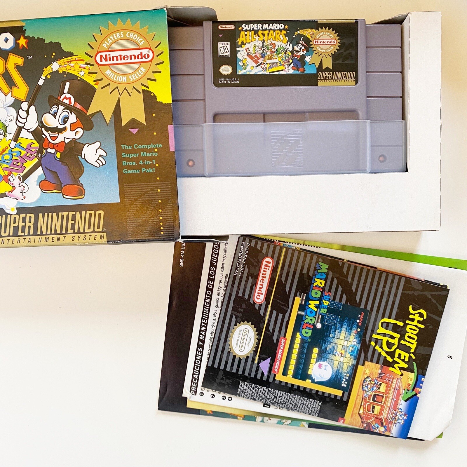 Super Nintendo SNES Super Mario World Complete in Box + 3 More Items