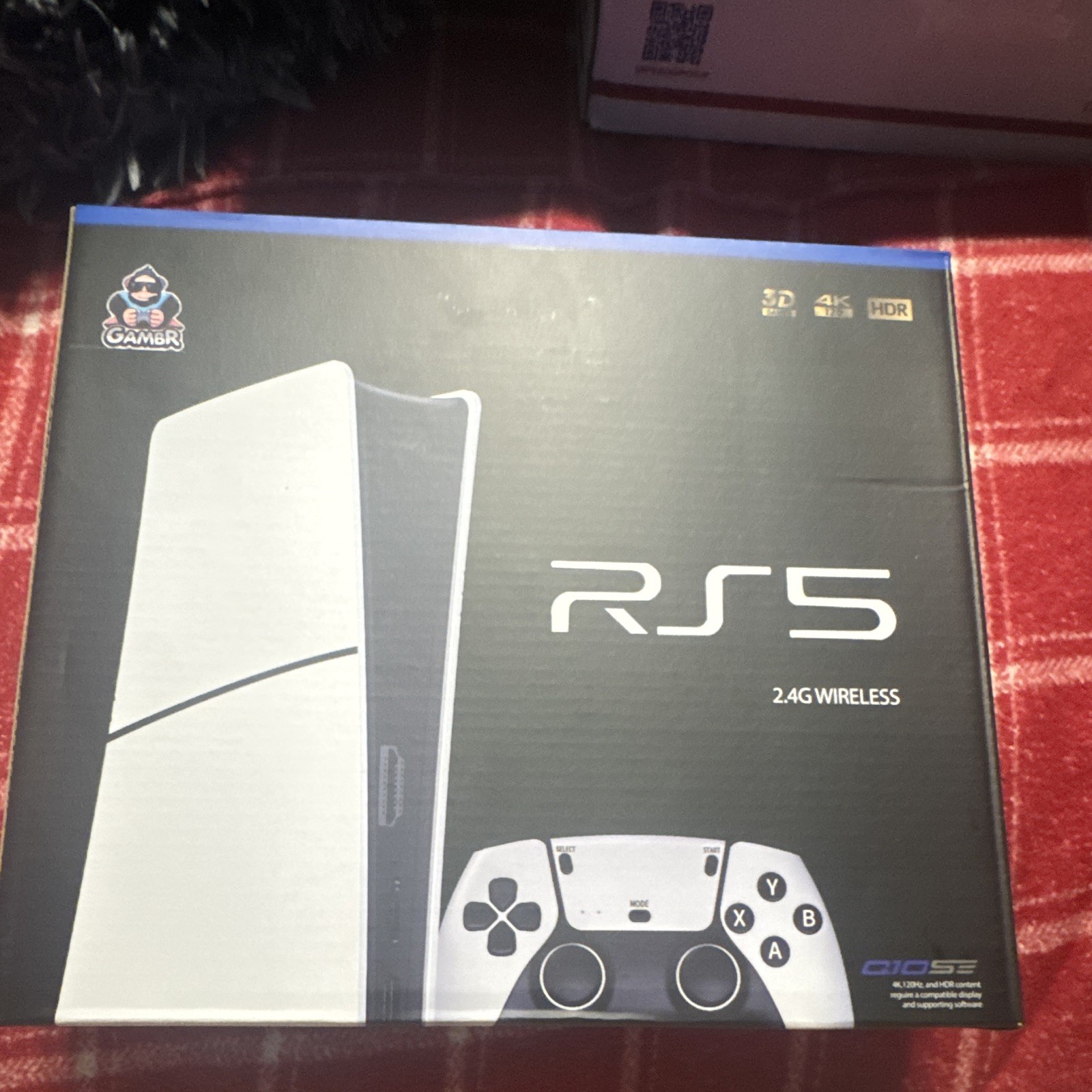 GAMBR RS5 4K UHD 2.4G Wireless Game Console Set w/ 2 Controllers, 3D Audio