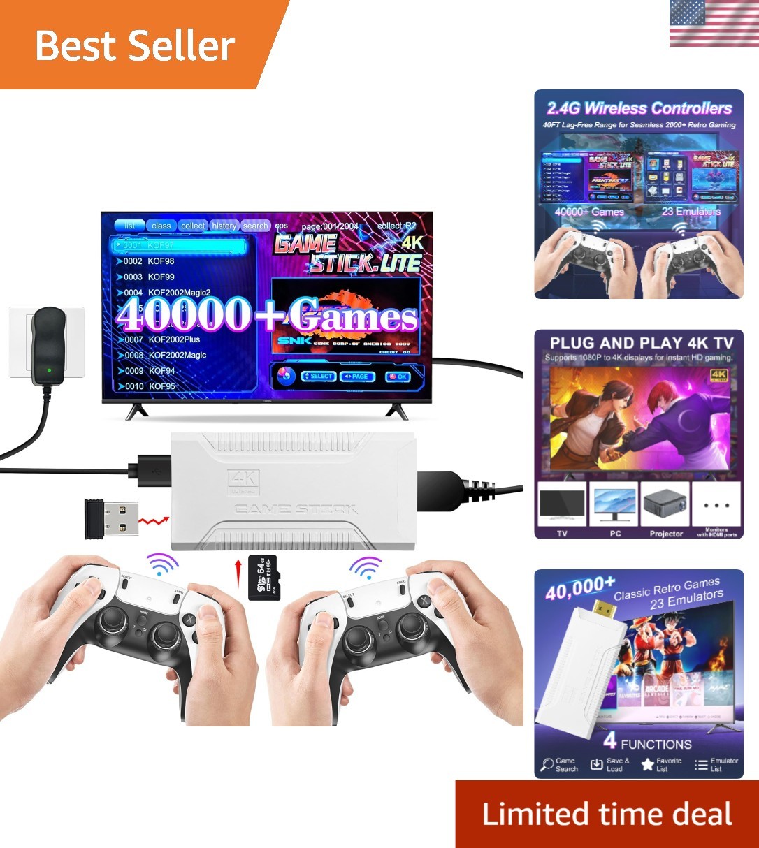 Classic Gaming Stick – 64GB, 40,000+ Games, Perfect Family Gift, 2026 Edition
