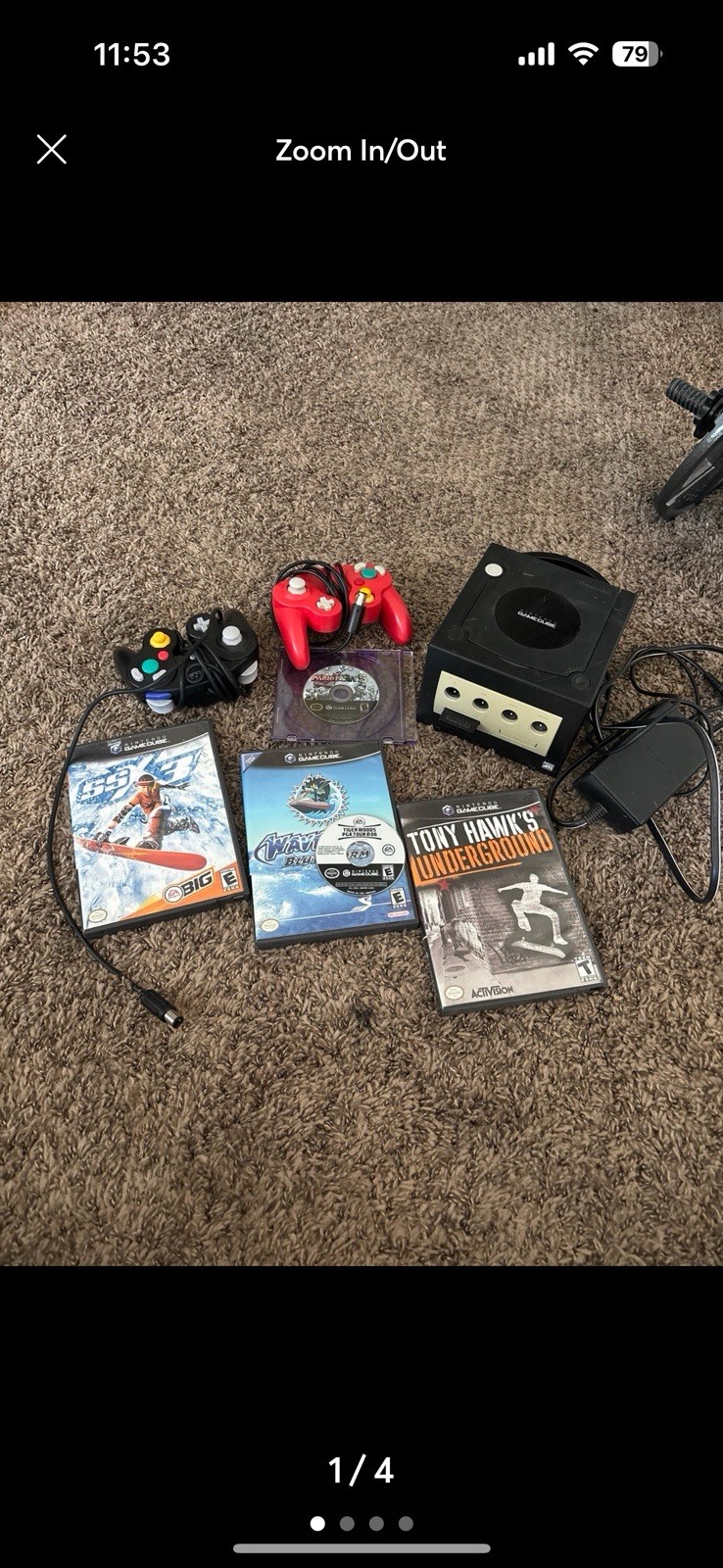 Nintendo GameCube Home Console Lot – Indigo With Games, Chords And Controllers