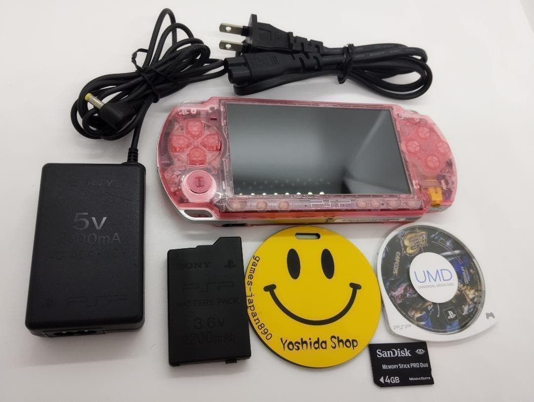 Sony PSP-2000 Console Clear Pink & UMD Software Set Custom-made Used from Japan