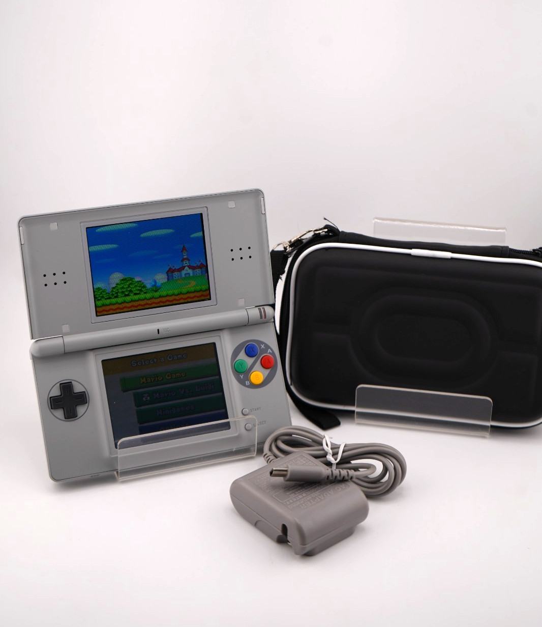 Nintendo DS Lite Nintendo Super Famicom SFC SNES Gray Handheld System w/ Extras