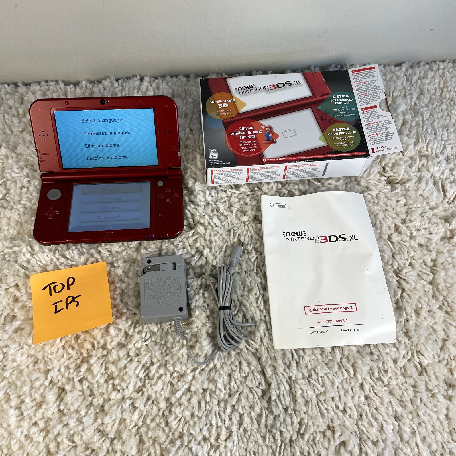 Nintendo “New” 3DS XL Metallic Red Handheld Console RED-001 Top IPS CIB in Box