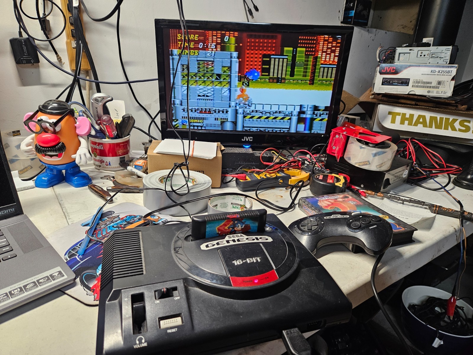 1-CONTROLLERS Original SEGA GENESIS Console MK-1601 Video Game System 1st Model