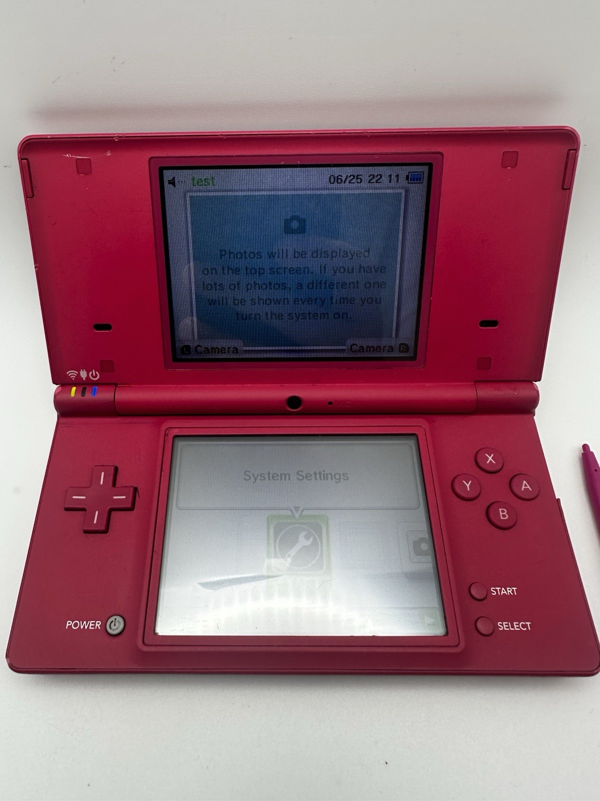 Nintendo DSi Pink Handheld System TESTED & WORKS With Pen, Charger, Case & Game