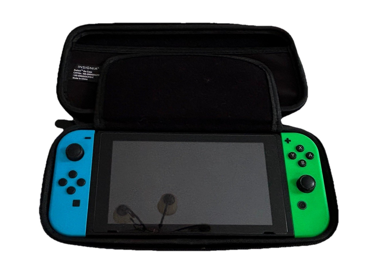 Nintendo Switch Console Bundle HAC-001 Neon Blue/Green & Red Joy-Cons, Case More