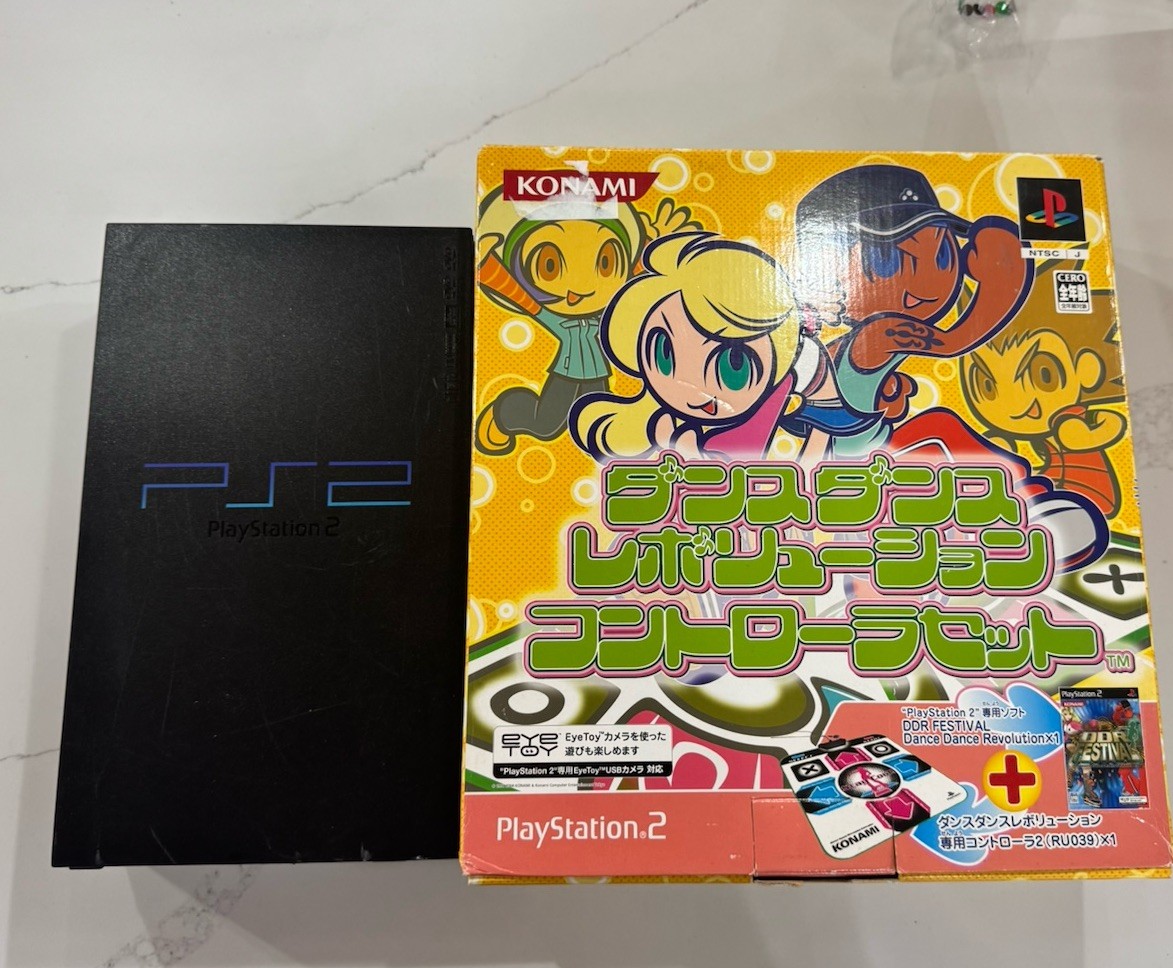 PS2 SCPH-30000 Console Japan NTSC-J + DDR Dance Mat Boxed NO GAME