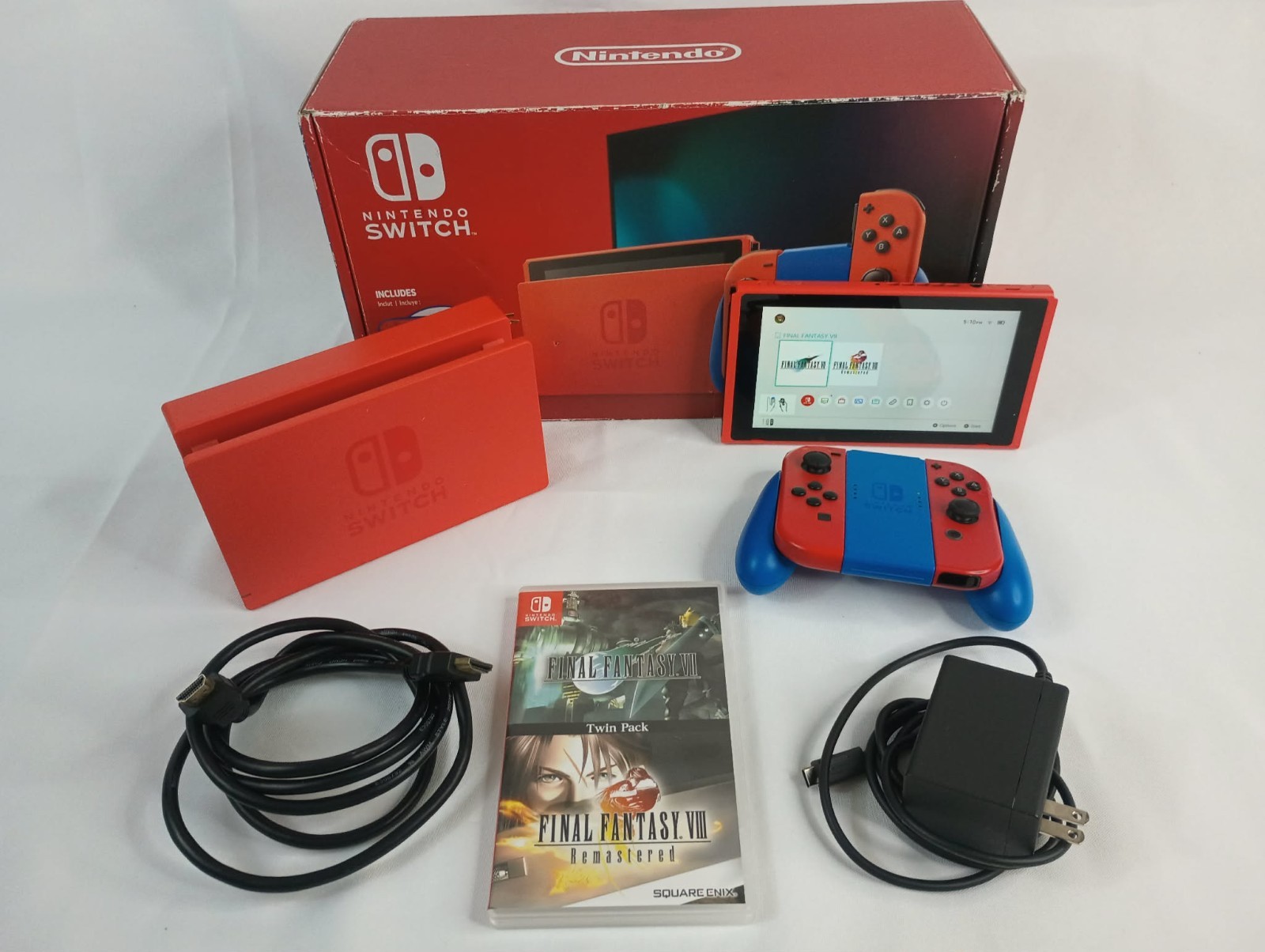 Nintendo Switch Console Mario Red Blue Edition 32GB + 128gb + Final Fantasy Twin