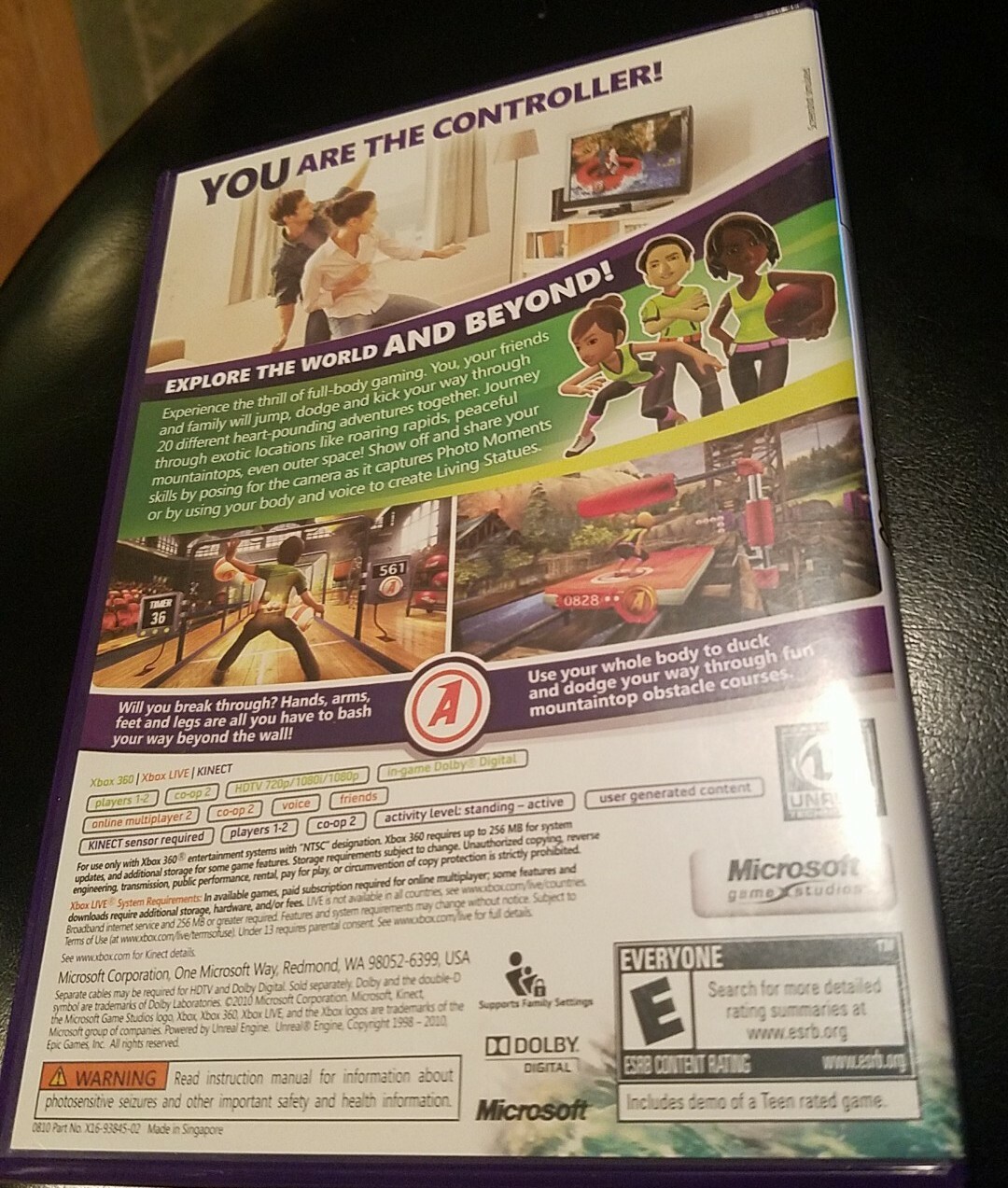 Xbox 360 Kinect Adventures! 20 Adventures Sensor Full Body Gaming Photo Moments