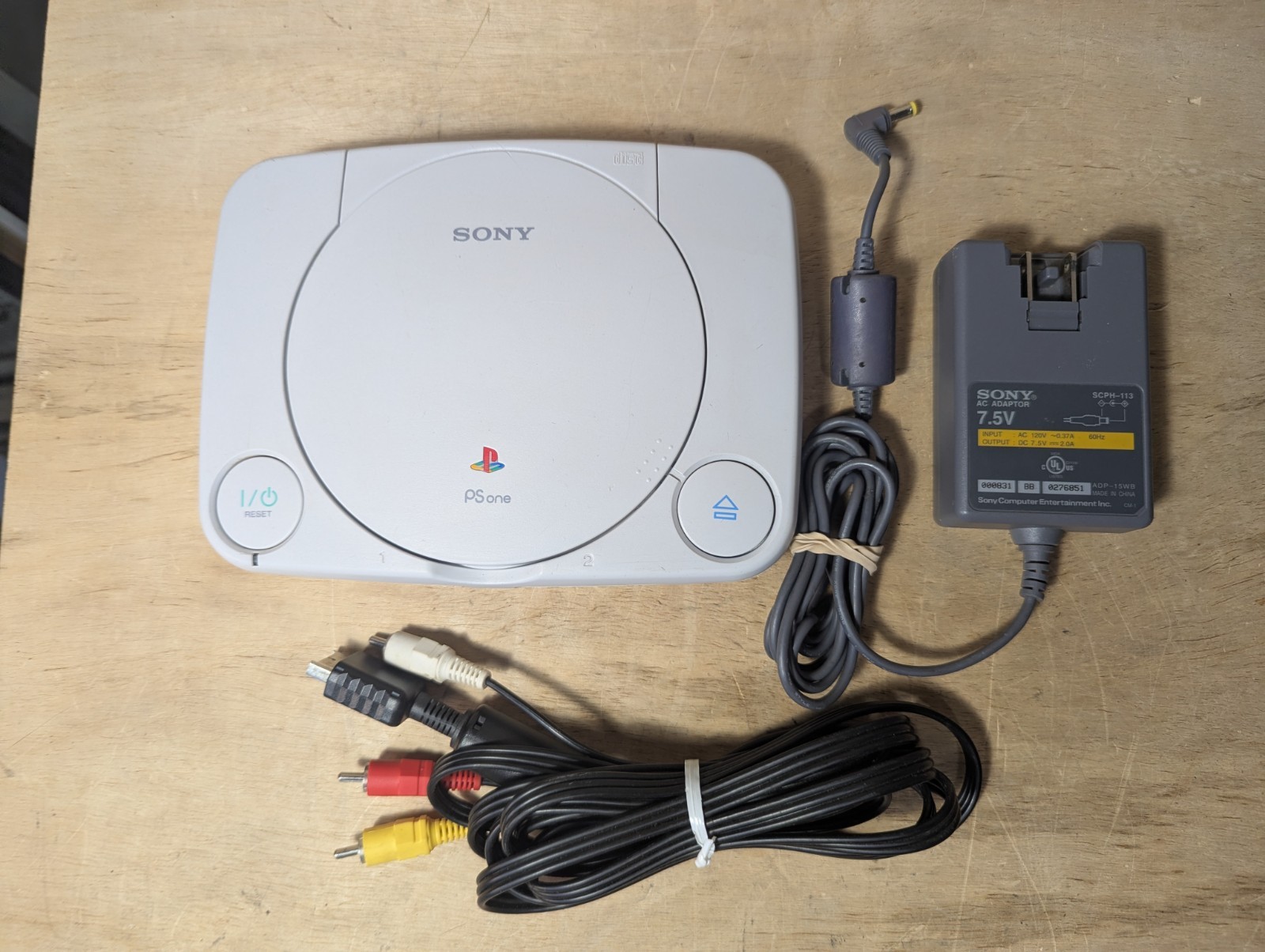 PSOne PlayStation 1 Slim SCPH-101 Console Parts Repair Pwr Cable & A/V -no Read