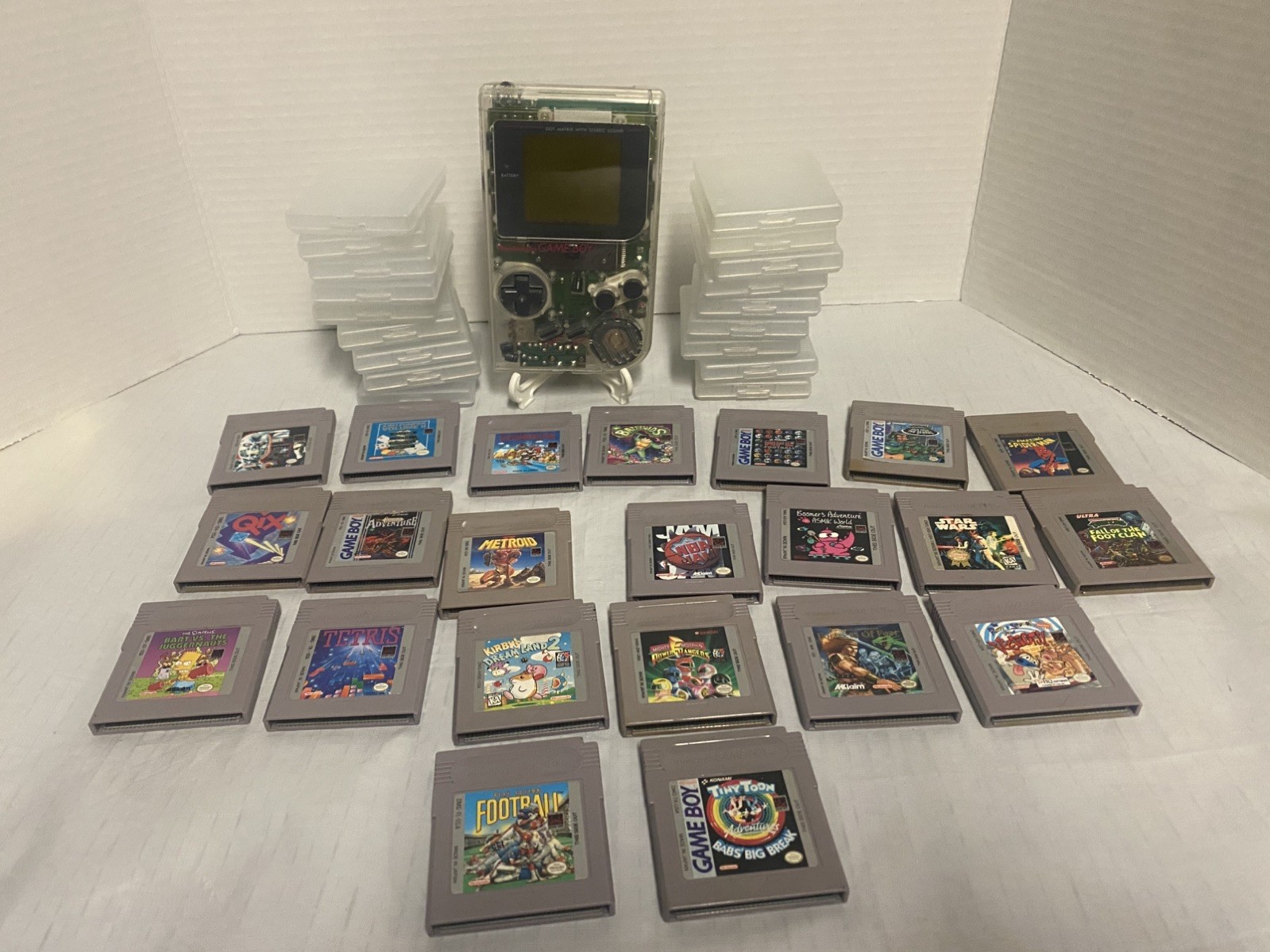 Nintendo Game Boy Original CLEAR Play it Loud DMG-01 With Games Tested And Works