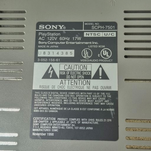 SONY PS1 CONSOLE BUNDLE ~ Controller, Cords, 5 Game ~ TESTED – WORKS! ~ SCPH7501