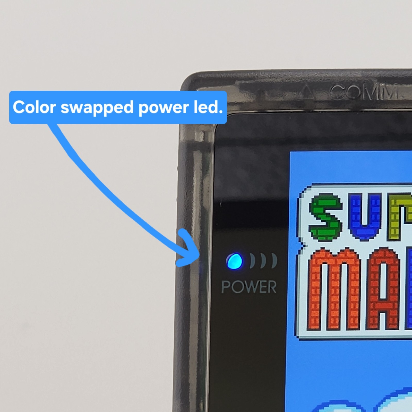 Gameboy Color, OLED Touch Screen, Clear Black Shell Game Boy GBC, Power LED Swap