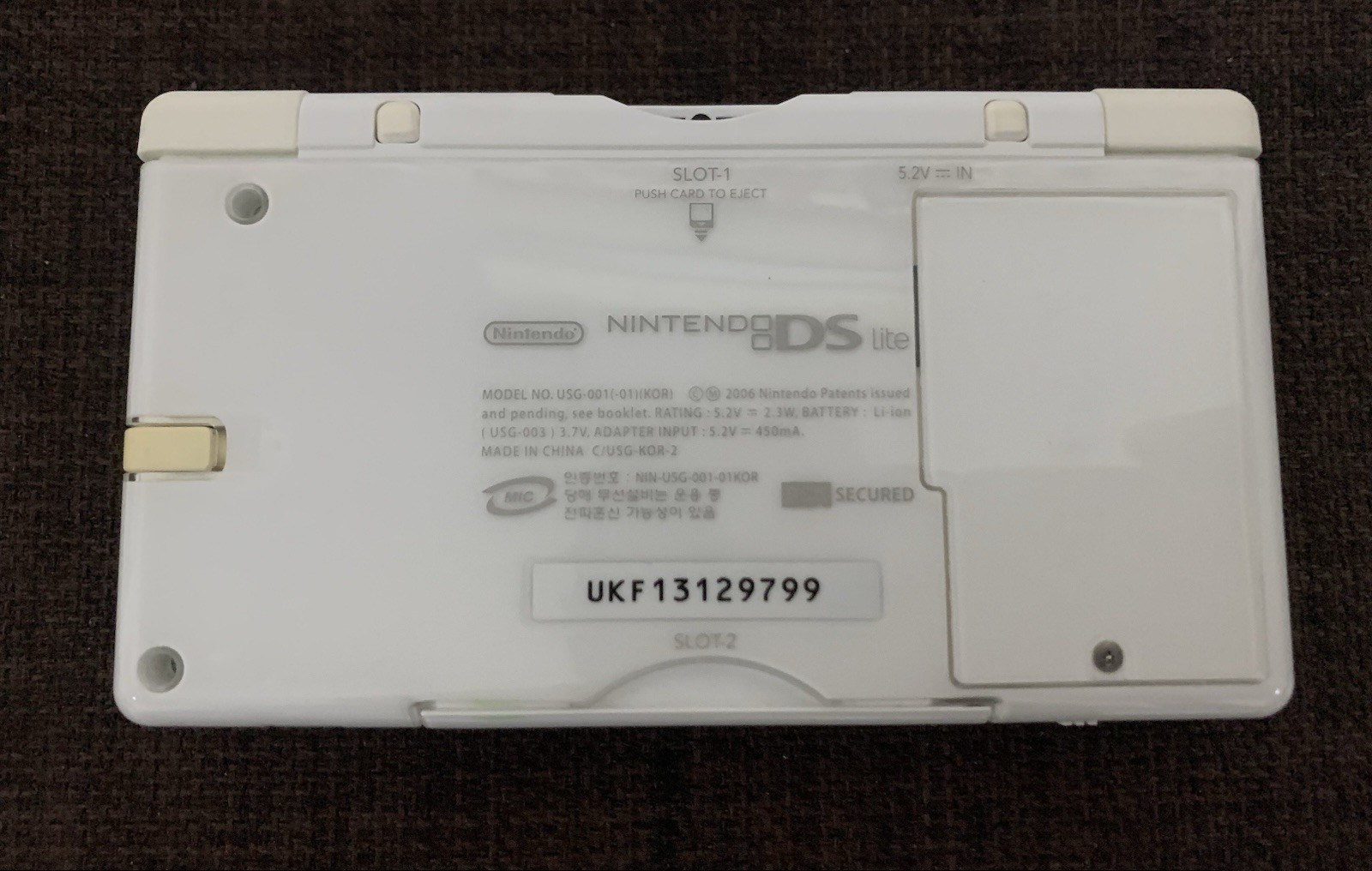 Nintendo DS Lite Korean Version System Complete Set Crystal White Working Rare