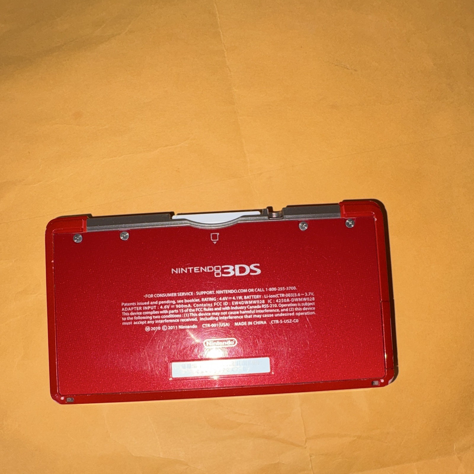 Nintendo 3DS Flame Red Handheld System CTR-001(USA) 3D Capable Headphone Jack