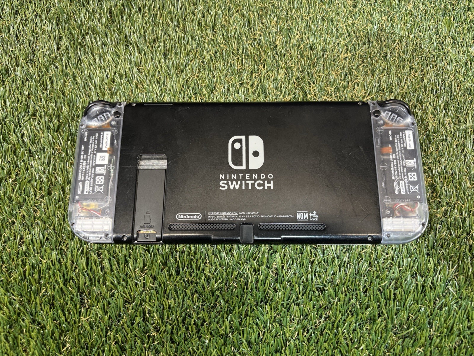 Nintendo Switch V2 Console Bundle + Clear Joy-Cons and Case Works Perfectly