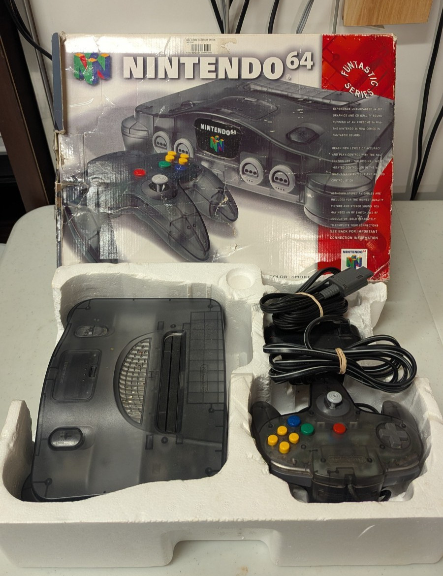 Smoke Black Grey Nintendo 64 Console System Complete Box CIB NUS-001 NTSC N64