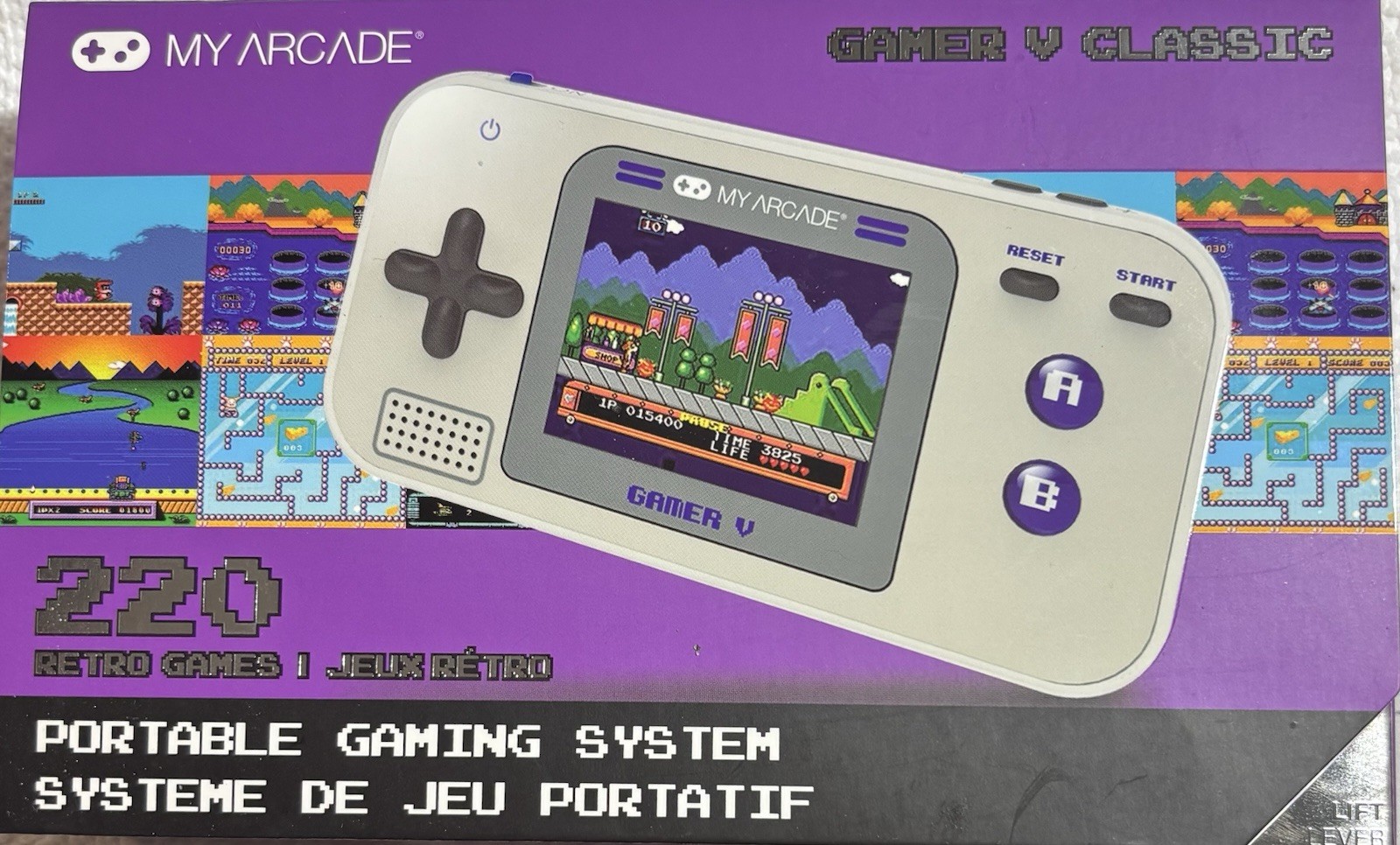🎮 My Arcade GAMER V CLASSIC 220 Games 🩶Gray & 💜Purple BRAND 🆕 ✅ SEALED
