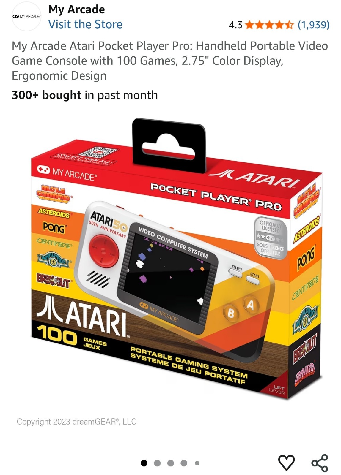 My Arcade Atari Pocket Player Pro: Portable Video Game System 100 Games
