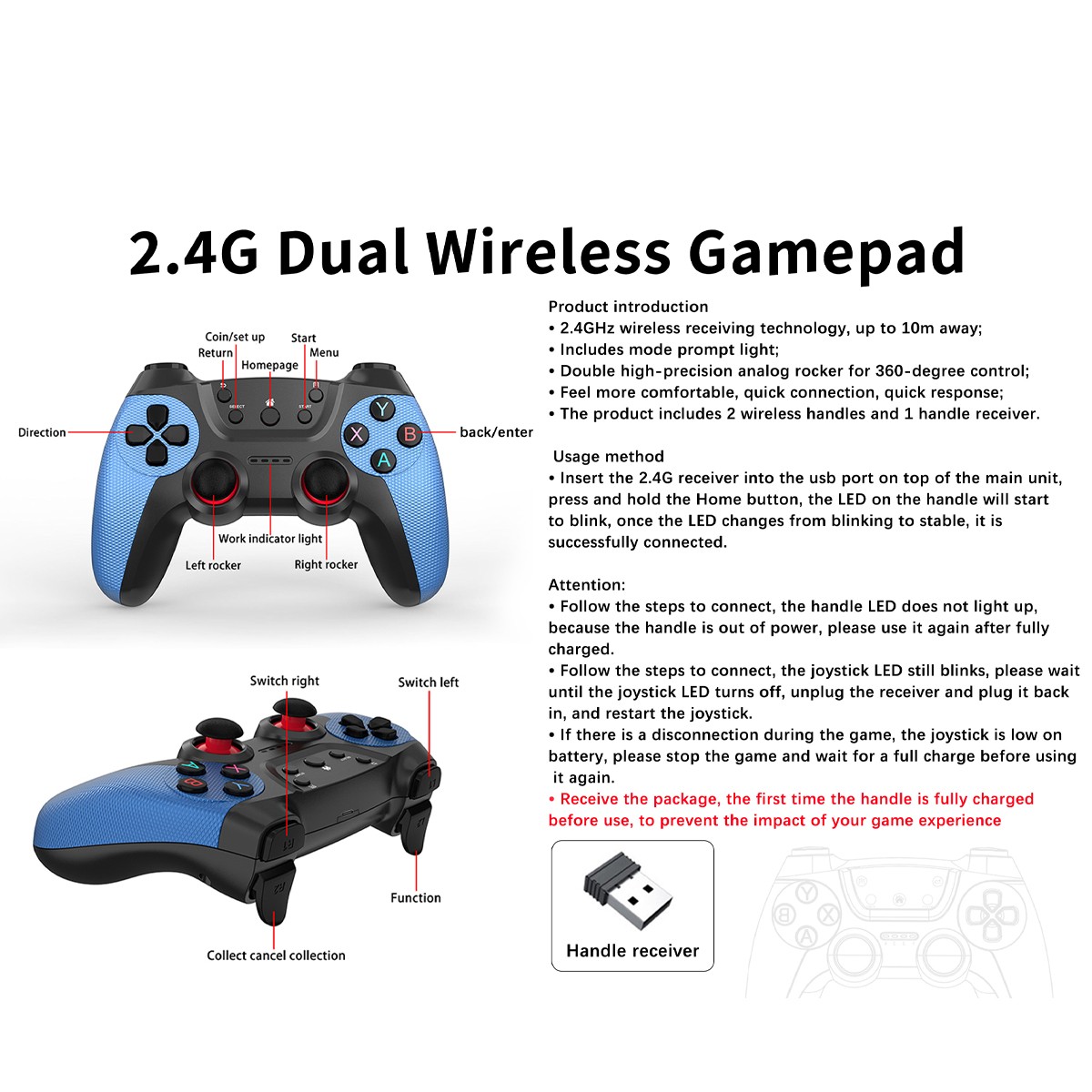 128G 4K Video Game Console Retro TV Stick HDMI 2 Wireless Controller 58000 Games