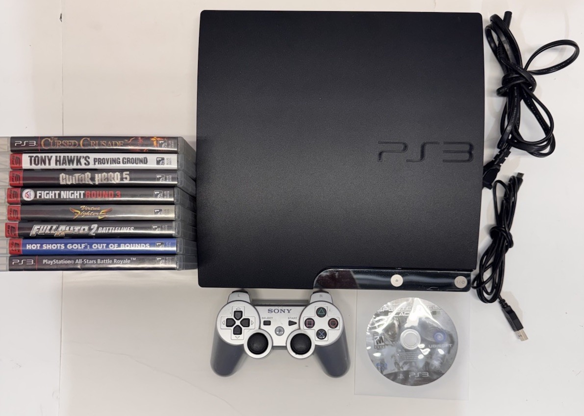 Sony PlayStation 3 PS3 Slim Console CECH-2501A Bundle, 9 Game Lot TESTED