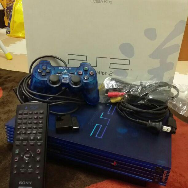 Rare Sony Playstation 2 Console PS2 SCPH-37000 Ocean Blue from Japan F/S USED