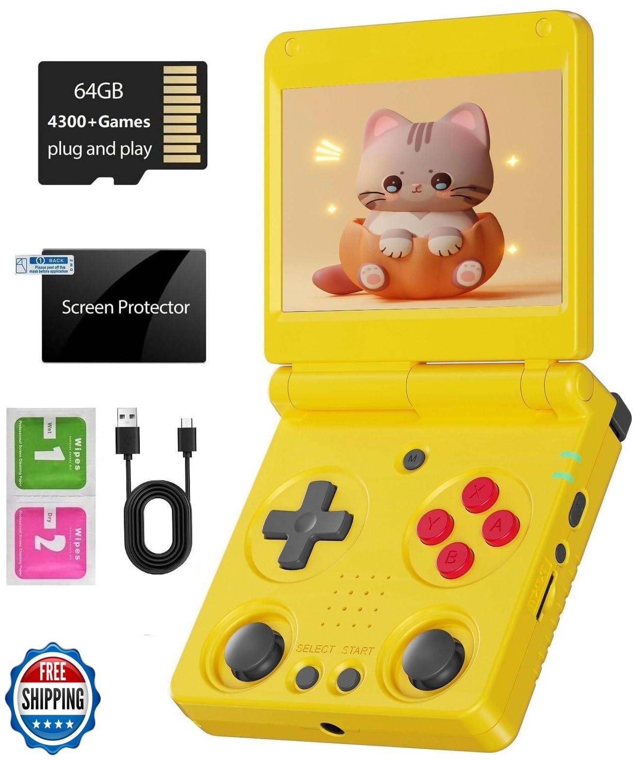 RG34XXSP Foldable Retro Handheld Game Console , 3.4 Inch IPS Screen Linux Sys