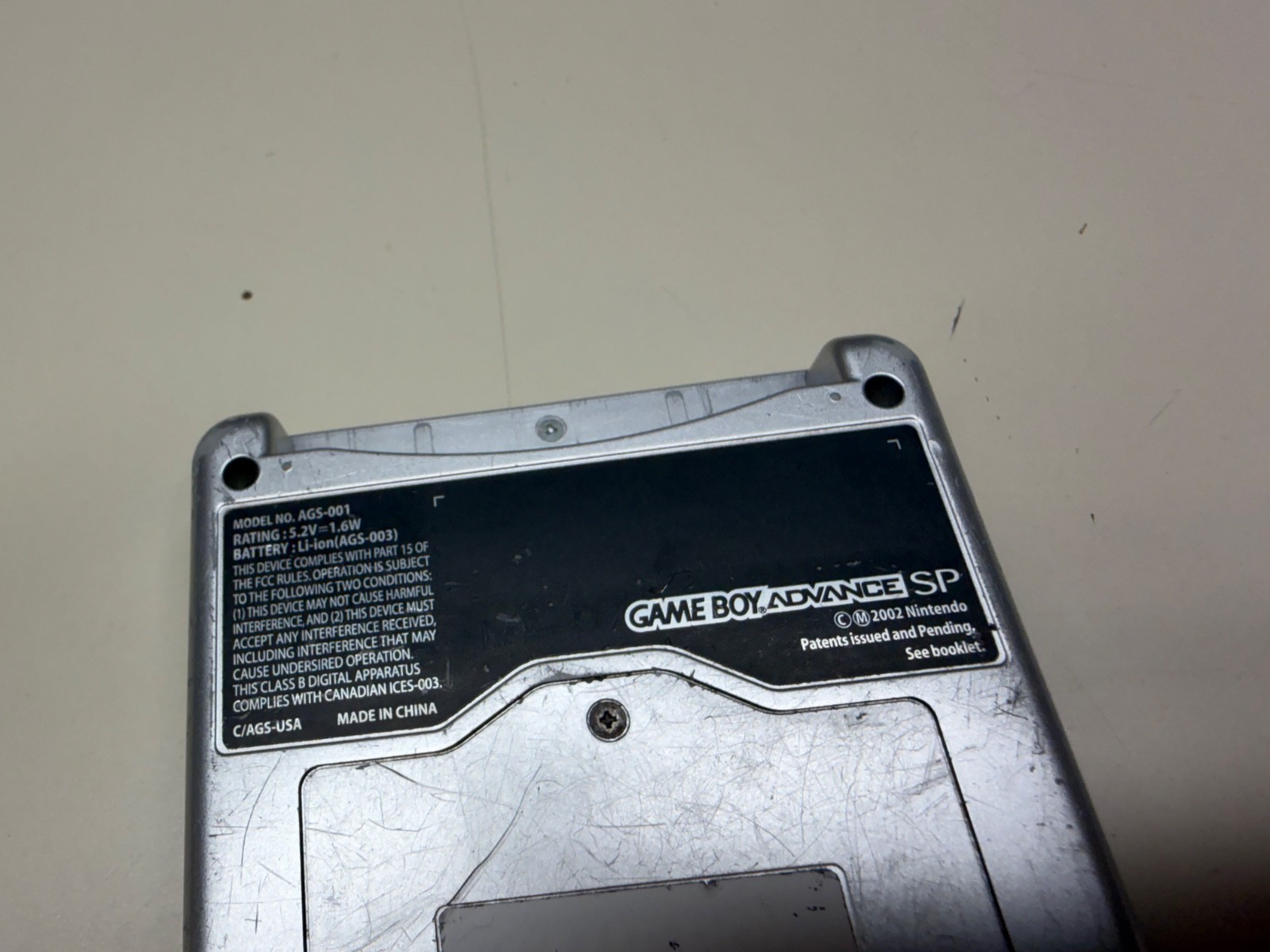 NINTENDO GAMEBOY ADVANCE SP SILVER WORKING AGS-001 WORKING NICE