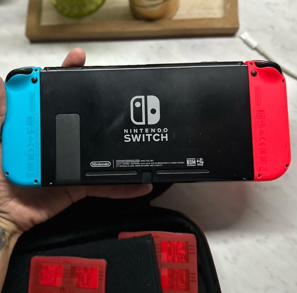 Nintendo Switch Blue Red Console Bundle 10 Games 64GB SD Case + Free Headset