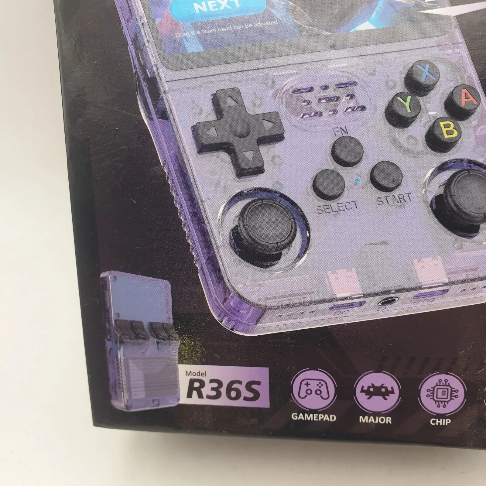 R36S Handheld Console 64GB SD Preloaded ArkOS Retro Games Purple
