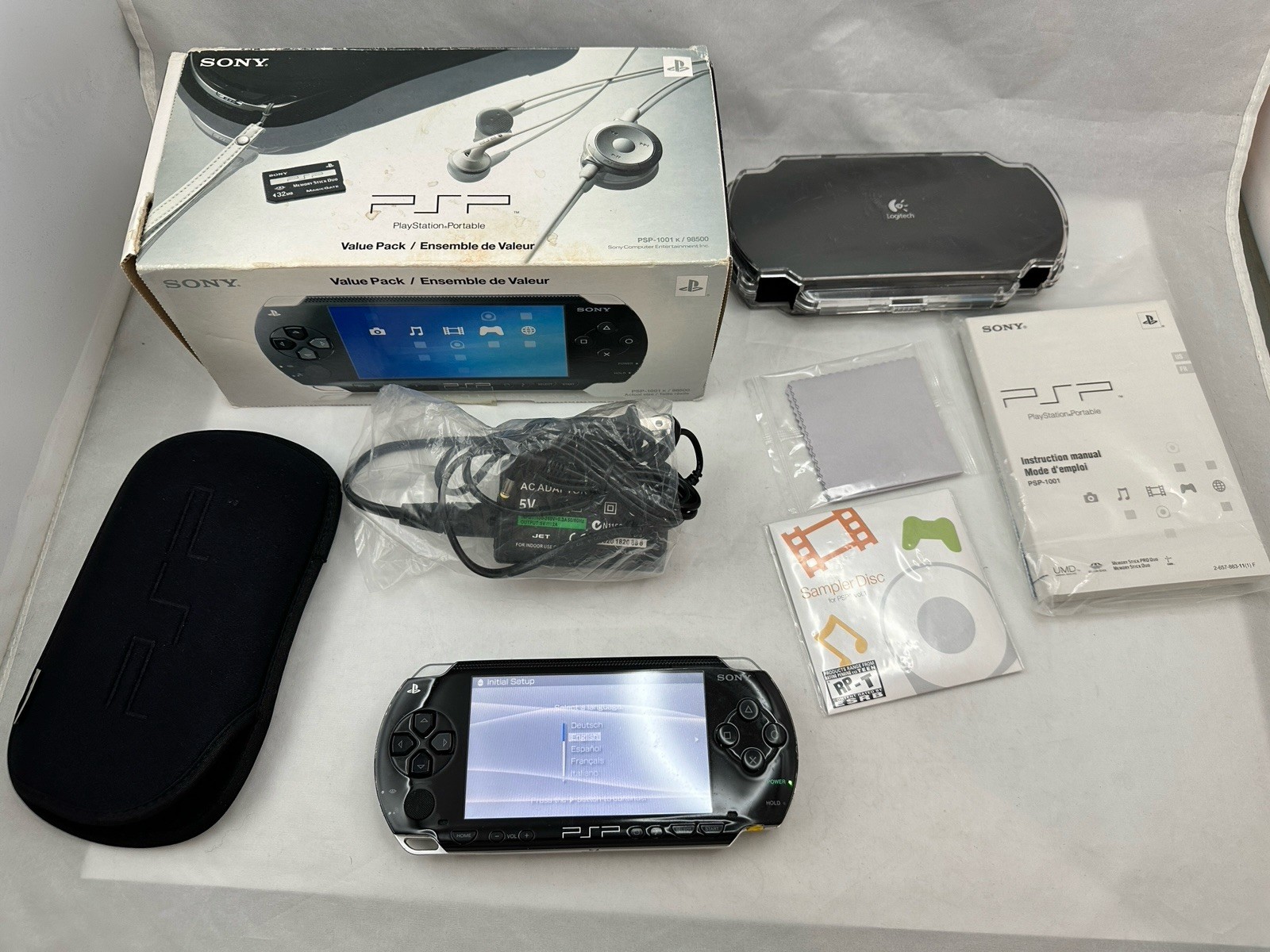 Sony PSP 1001 PlayStation Portable Value Pack Manual Box + Extra Case Tested