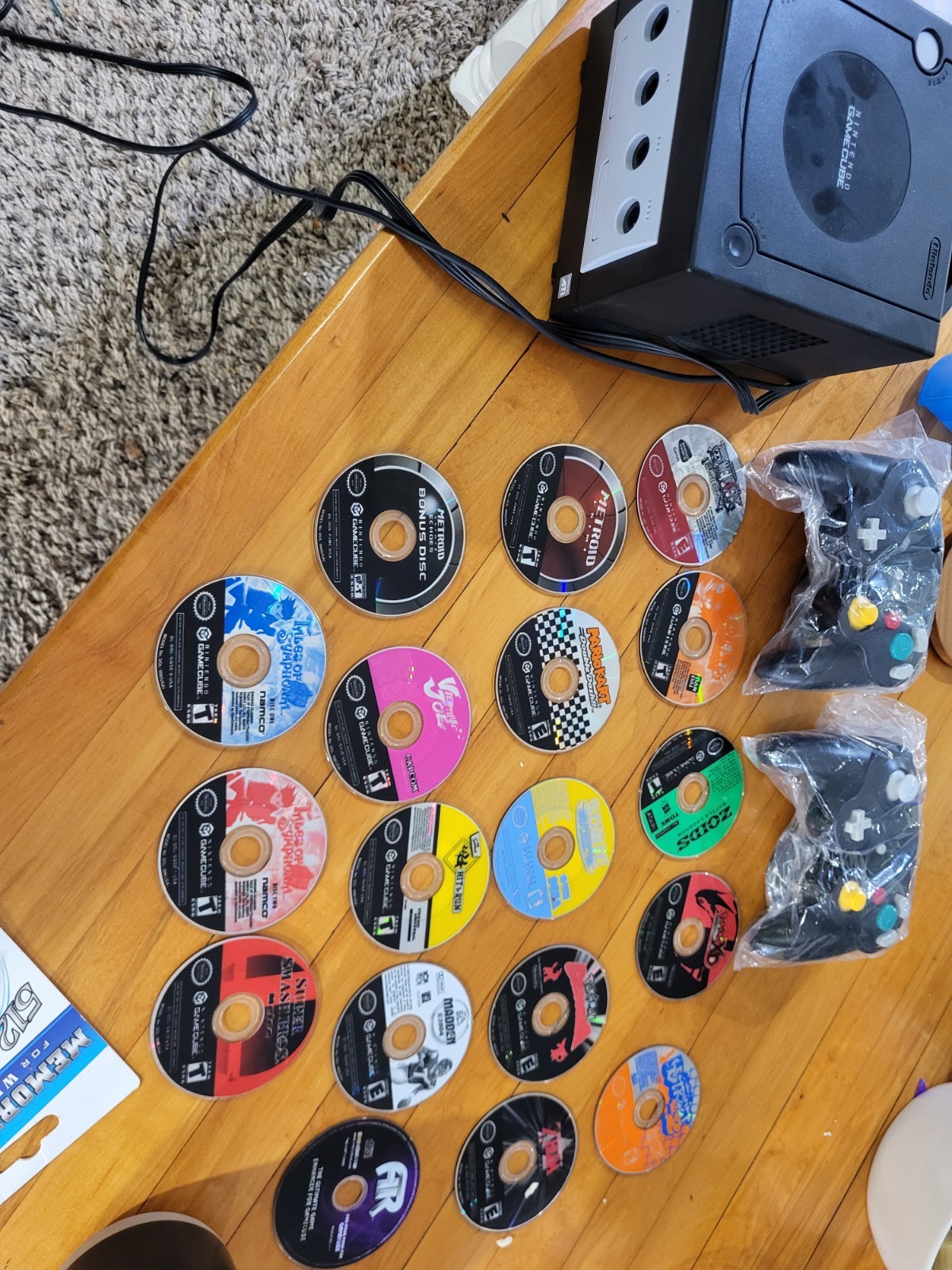 Nintendo Gamecube + Game Lot, Including Controllers (Generic) And Memory Cards